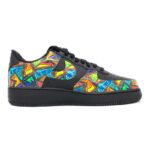 [Custom Men's geometric graffiti]  Air Force 1 Skateboarding Shoes Men Low-top Black/Blue - Image 2