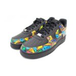 [Custom Men's geometric graffiti]  Air Force 1 Skateboarding Shoes Men Low-top Black/Blue - Image 3