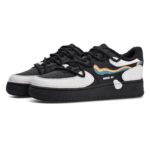[Custom Rainbow whale]  Air Force 1 Skateboard Shoes Unisex Low-Top Black Gray - Image 3
