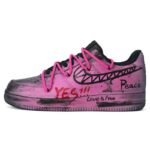 [Custom YON]  Air Force 1 Skateboard Shoes Unisex Low-Top Black/Pink Blue - Image 2