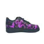 [Custom Pearl purple flower]  Air Force 1 Skateboard Shoes Unisex Low-Top Black/Purple - Image 2