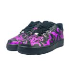 [Custom Pearl purple flower]  Air Force 1 Skateboard Shoes Unisex Low-Top Black/Purple - Image 3