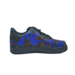 [Custom Blue and red flowers]  Air Force 1 Skateboard Shoes Unisex Low-Top Black/Blue - Image 2