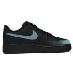 [Custom The same style of crashed meteor for both men and women, deep blue]  Air Force 1 Skateboard Shoes Unisex Low-Top Black/Blue - Image 2