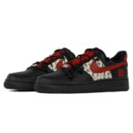 [Custom Lanting Xu B]  Air Force 1 Skateboarding Shoes Unisex Low-top Black/red/beige - Image 3