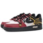 [Custom Helios, the male version of the Sun God]  Air Force 1 Skateboarding Shoes Men Low-top Red/Black/Gold - Image 3