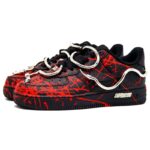 [Custom Version of the Leaping Snake]  Air Force 1 Skateboarding Shoes Low-top Black/Red - Image 2