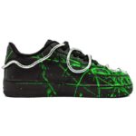 [Custom A male style in snake green]  Air Force 1 Skateboarding Shoes Men Low-top Black/Green/Silver - Image 2