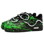 [Custom A male style in snake green]  Air Force 1 Skateboarding Shoes Men Low-top Black/Green/Silver - Image 3