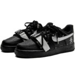[Custom Functional pirate silver]  Air Force 1 Skateboarding Shoes Unisex Low-top Black - Image 3