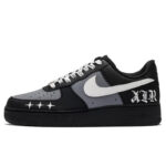 [Custom Black Silver Goth]  Air Force 1 Skateboard Shoes Unisex Low-Top Silver