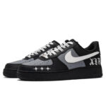 [Custom Black Silver Goth]  Air Force 1 Skateboard Shoes Unisex Low-Top Silver - Image 3