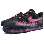 [Custom monster]  Air Force 1 Skateboard Shoes Unisex Low-Top Pink/Black - Image 3