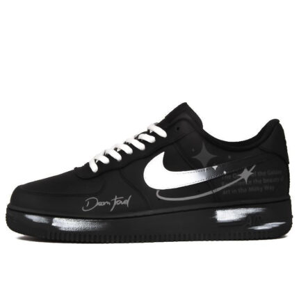 [Custom Silver moonlight]  Air Force 1 Skateboard Shoes Unisex Low-Top Black/White