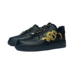 [Custom Golden Python]  Air Force 1 Skateboard Shoes Men Low-Top Black/Gold - Image 3