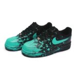 [Custom Crazy doodle Green ]  Air Force 1 Skateboarding Shoes Unisex Low-top Cyan/black - Image 4