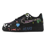 [Custom Men's graffiti Abi color black]  Air Force 1 Skateboarding Shoes Men