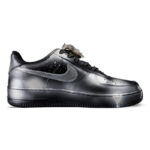 [Custom Splashed Ink Technology]  Air Force 1 Skateboarding Shoes Men Low-top Black/Sliver - Image 3