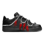 [Custom Men's dark Medusa cross in black and red]  Air Force 1 Skateboarding Shoes Men Low-top Black/Red - Image 3