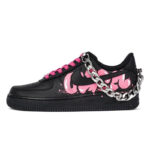 [Custom Men's low-top graffiti sneakers in black pink] Male  Air Force 1 Low Skate shoes