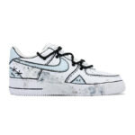 [Custom 7 Men's Planet Denim patches]  Air Force 1 Skateboard Shoes Men Low-Top Black Blue - Image 2
