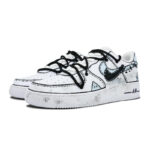[Custom 7 Men's Planet Denim patches]  Air Force 1 Skateboard Shoes Men Low-Top Black Blue - Image 3