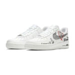 [Custom Graffiti on the Qixi Festival]  Air Force 1 Skateboarding Shoes Men Low-top White/black - Image 3