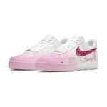 [Custom Roses on the Qixi Festival]  Air Force 1 Skateboarding Shoes Men Low-top White/pink - Image 3