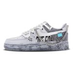 [Custom Gray, Steeped In Text] Air Force 1 Low Skate Shoes Unisex - Image 2