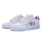 [Custom Men's marshmallow graffiti blue powder]  Air Force 1 Skateboarding Shoes Men - Image 4