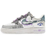 [Custom Ninth Street 2.0]  Air Force 1 Skateboard Shoes Unisex Low-Top Gray/White/Gray Blue/Purple/Blue/Black - Image 2