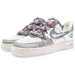 [Custom Ninth Street 2.0]  Air Force 1 Skateboard Shoes Unisex Low-Top Gray/White/Gray Blue/Purple/Blue/Black - Image 3