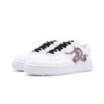 [Custom Snake Garden]  Air Force 1 Skateboarding Shoes Men Mid-top White/red - Image 3