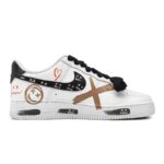 [Custom Men's fluid flamboyant red and brown]  Air Force 1 Skateboarding Shoes Men Low-top Rouge Campeche/Brun - Image 2