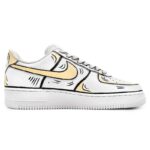 [Custom Male 2D style in yellow and gray]  Air Force 1 Skateboarding Shoes Men Low-top White/Black - Image 2