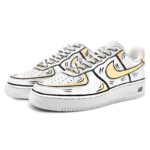 [Custom Male 2D style in yellow and gray]  Air Force 1 Skateboarding Shoes Men Low-top White/Black - Image 3