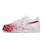 [Custom The same crime scene for both men and women]  Air Force 1 Skateboard Shoes Men Low-Top White Red - Image 2