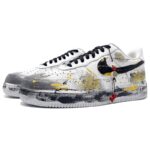 [Custom Black ink flows with gold]  Air Force 1 Skateboard Shoes Unisex Low-Top Ink/Gold - Image 3