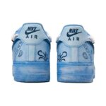 [Custom AF1 male blue-black cashew flower]  Air Force 1 Skateboarding Shoes Men Low-top Blue/Black - Image 3
