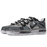 [Custom Shadow breaks]  Air Force 1 Skateboarding Shoes Unisex Low-top Black/grey - Image 3
