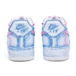 [Custom Blue and pink patch bear]  Air Force 1 Skateboarding Shoes Unisex Low-top Blue/pink - Image 4