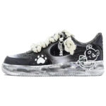 [Custom Love and violence destroy bears]  Air Force 1 Skateboard Shoes Men Low-Top Black/White