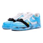 [Custom Men's white and blue scratch cards]  Air Force 1 Skateboarding Shoes Men Low-top White/Royal Blue - Image 3