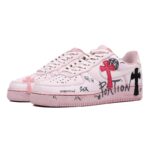 [Custom Men's pink cross]  Air Force 1 Skateboarding Shoes Men Low-top White/powder - Image 3