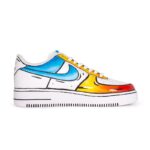 [Custom Orange, yellow and blue comic style] Male  Air Force 1 Low Skate shoes - Image 2