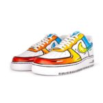[Custom Orange, yellow and blue comic style] Male  Air Force 1 Low Skate shoes - Image 3