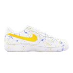 [Custom The colors are jumping, blue and yellow]  Air Force 1 Skateboarding Shoes Men Low-top White/Blue/Yellow - Image 3