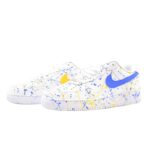 [Custom The colors are jumping, blue and yellow]  Air Force 1 Skateboarding Shoes Men Low-top White/Blue/Yellow - Image 4