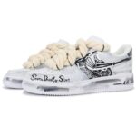 [Custom Men's steel bones]  Air Force 1 Skateboard Shoes Men Low-Top Black/Gray/Beige - Image 2