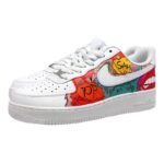 [Custom Men's graffiti in white and red]  Air Force 1 Skateboarding Shoes Men Low-top White/Red - Image 2
